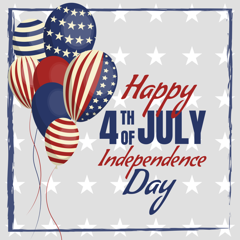 Balloons With Stars and Stripes 4th of July Sign Template